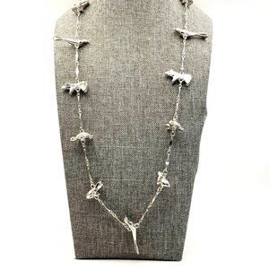 Vtg Wirth of California Necklace Multiple Charms Silver Tone Turtle Frog Bird